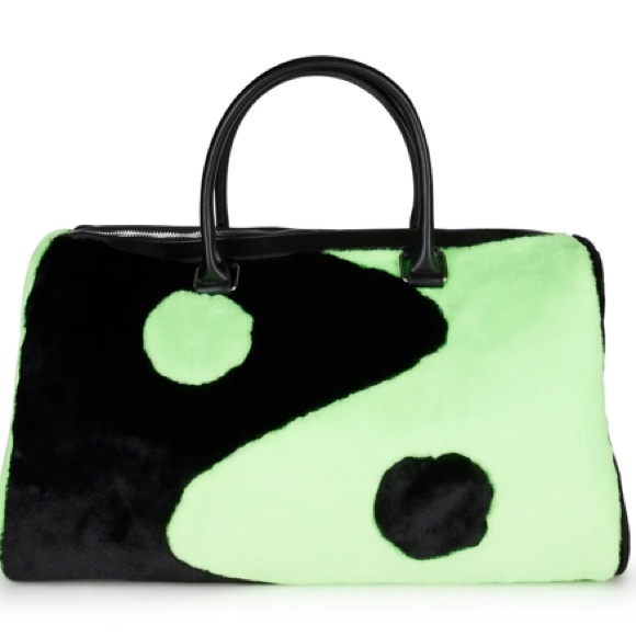 Current Mood Yin & Yang Fuzzy Weekender Travel Shoulder Bag Duffle NWT - Picture 8 of 10